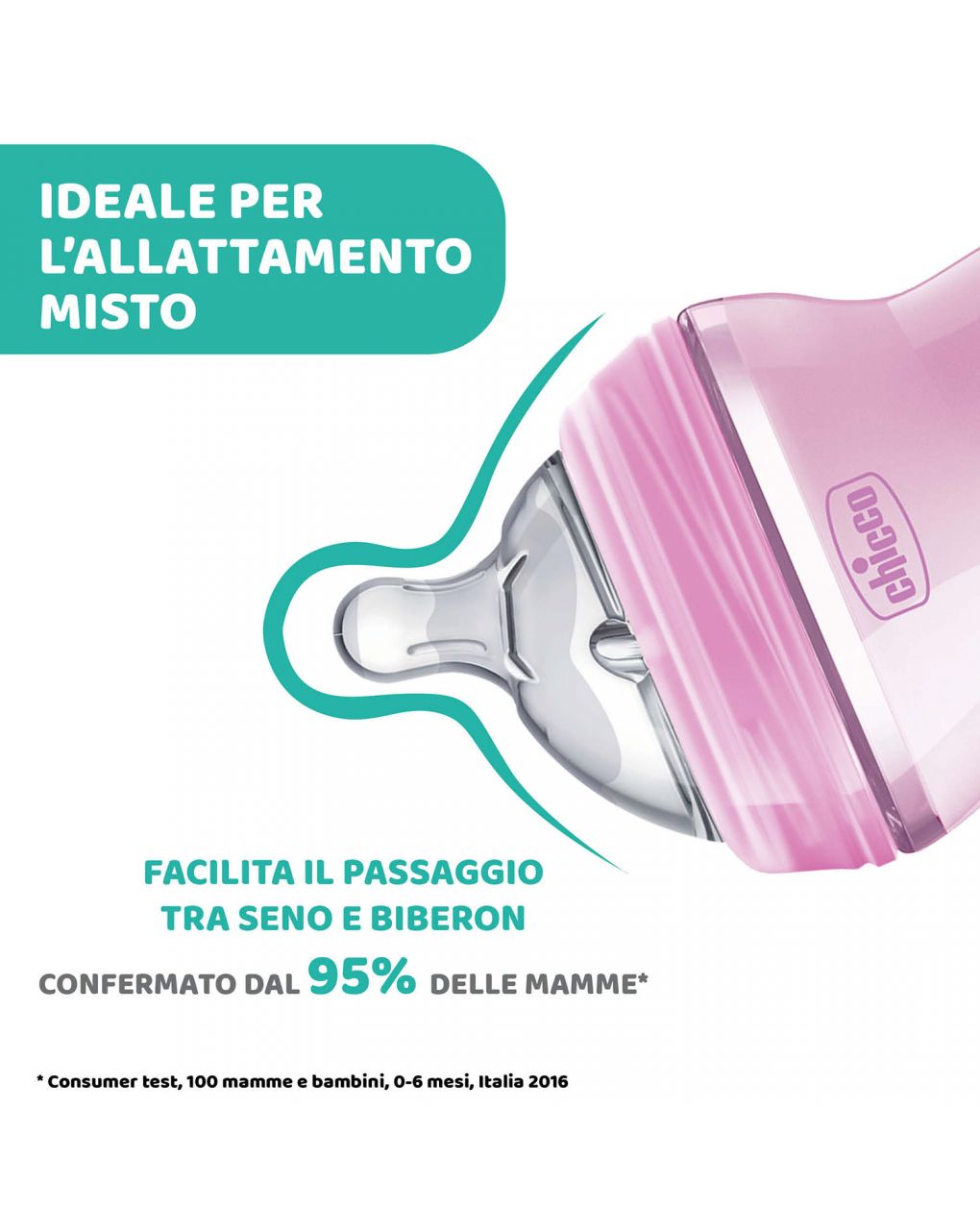 Biberon naturalfeeling neutro, 0m+, 150 ml, flusso lento rosa - chicco