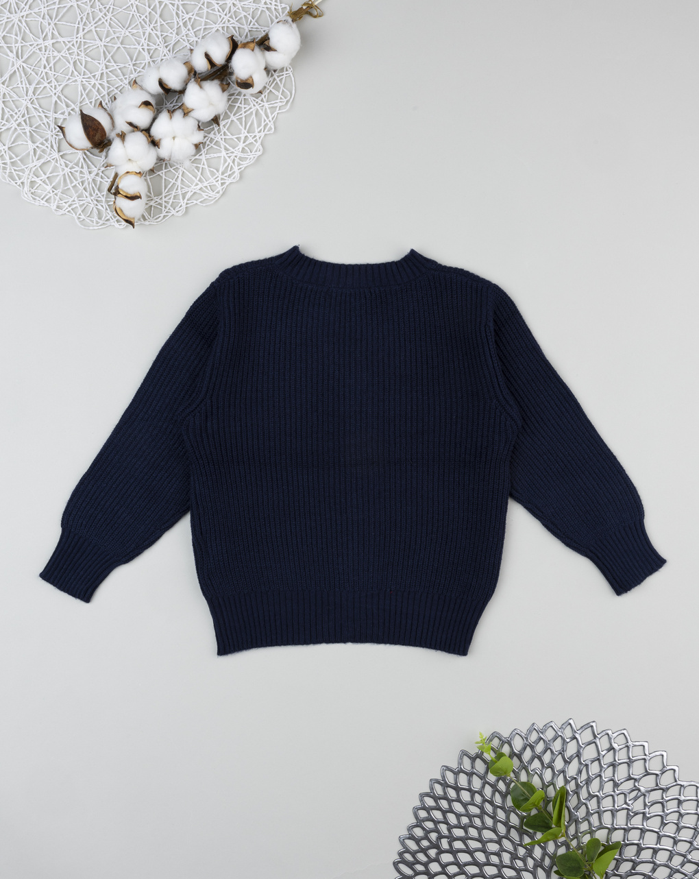 Cardigan tricot blu bambino con ricamo