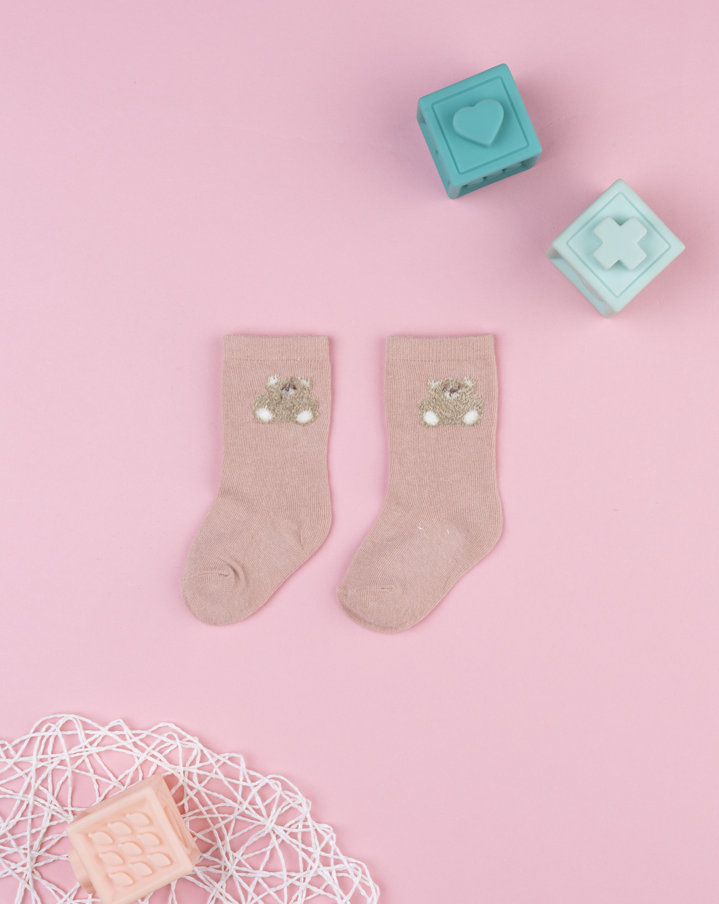 Calze rosa bimba patch orso