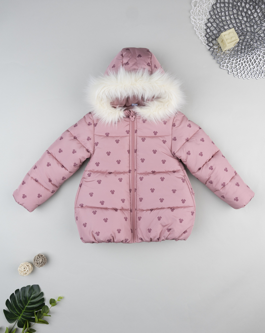 Piumino bimba minnie rosa con pelo