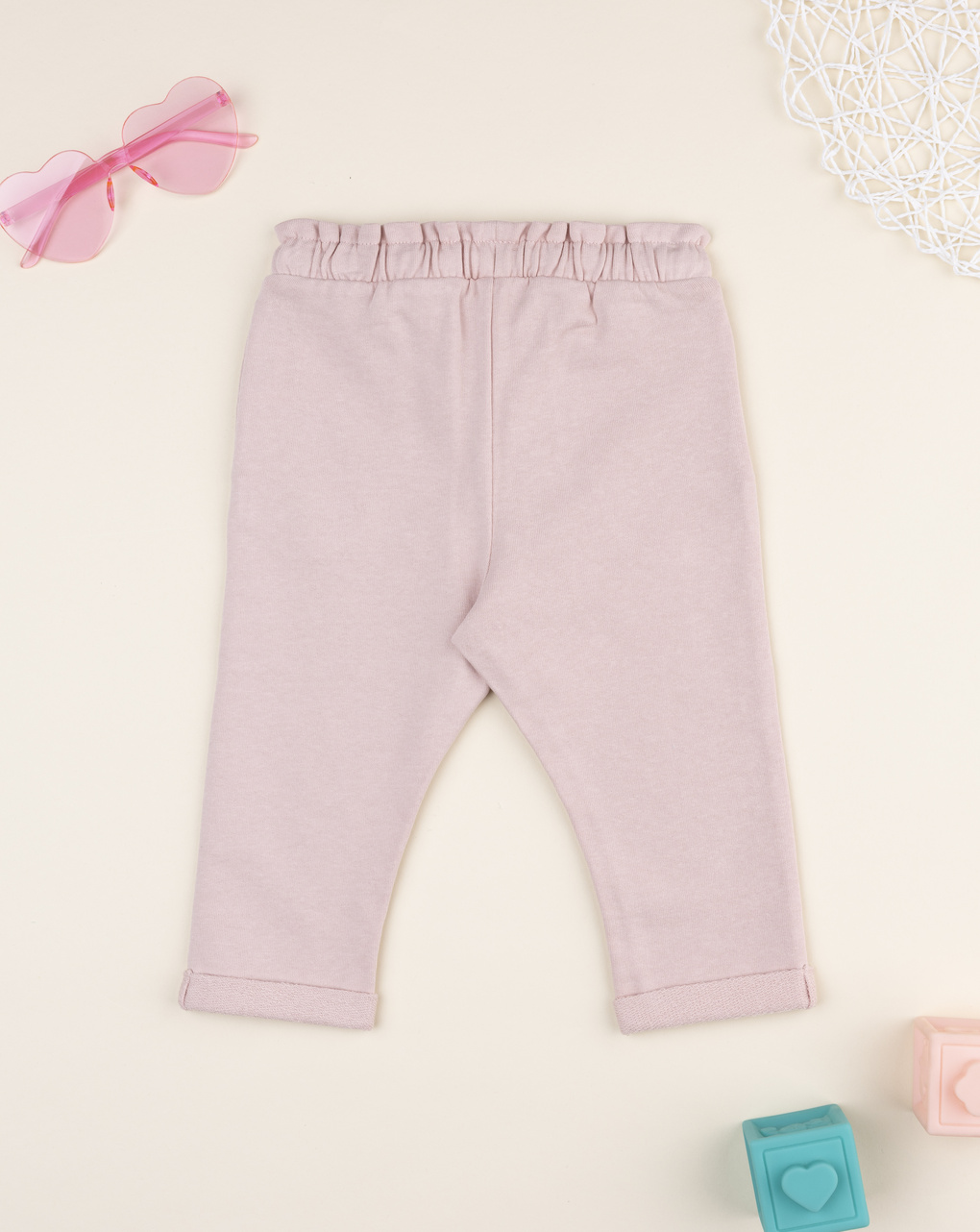 Pantalone bimba rosa vita arricciata