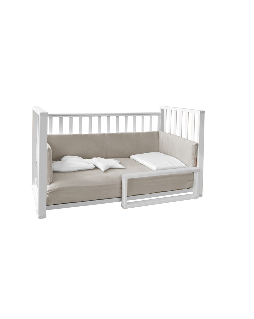 Letto infinito bianco c/tessile muslin sabbia - italbaby