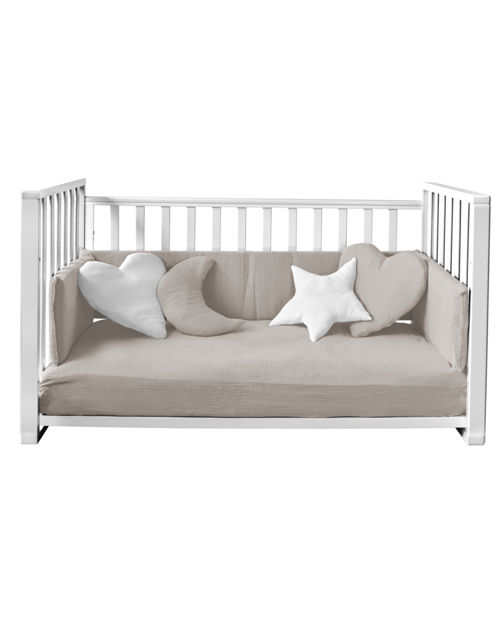 Letto infinito bianco c/tessile muslin sabbia - italbaby