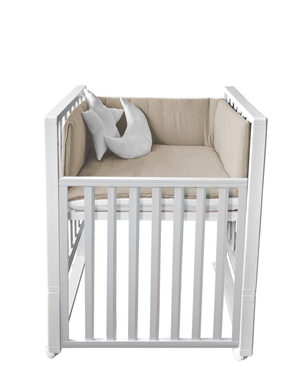 Letto infinito bianco c/tessile muslin sabbia - italbaby