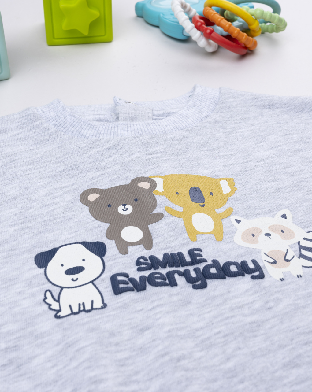 Felpa bimbo grigia stampa "smile everyday"