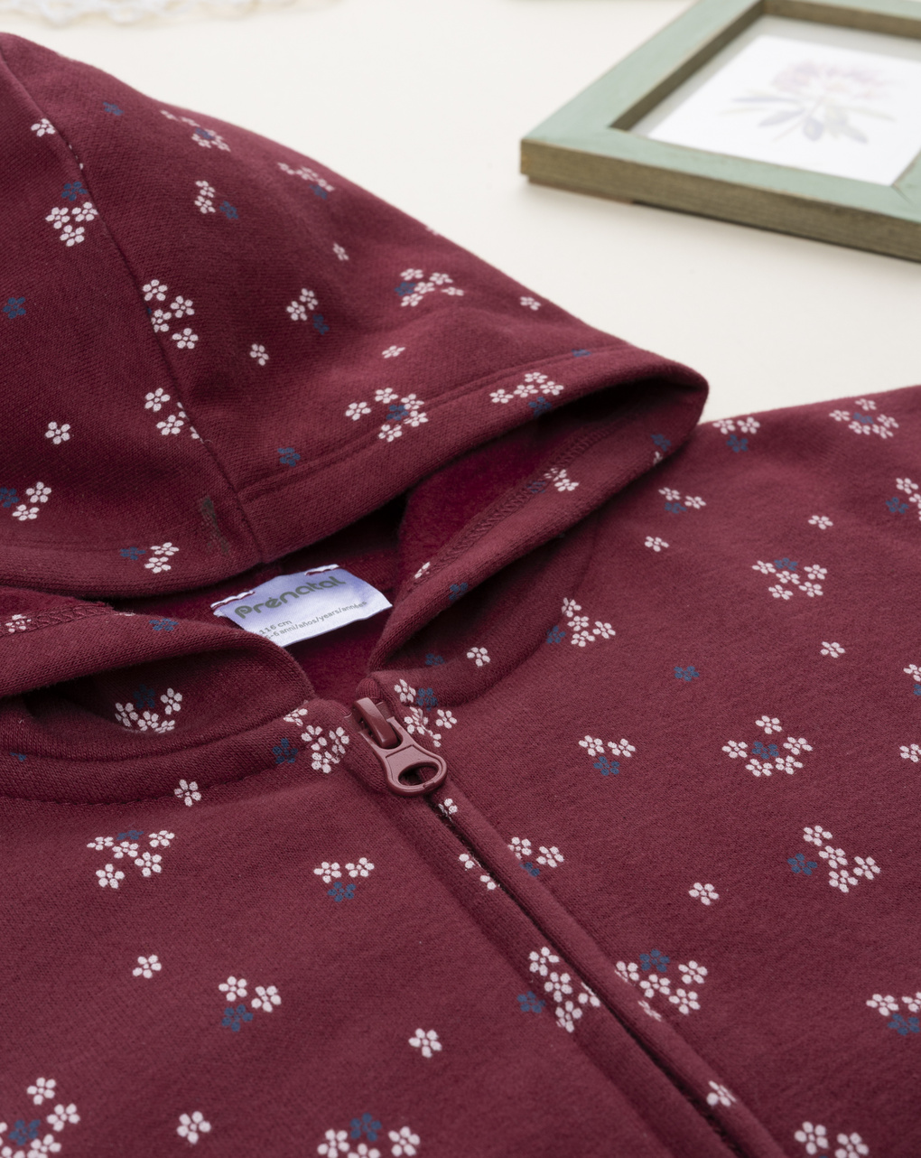 Felpa bimba bordeaux fiori allover