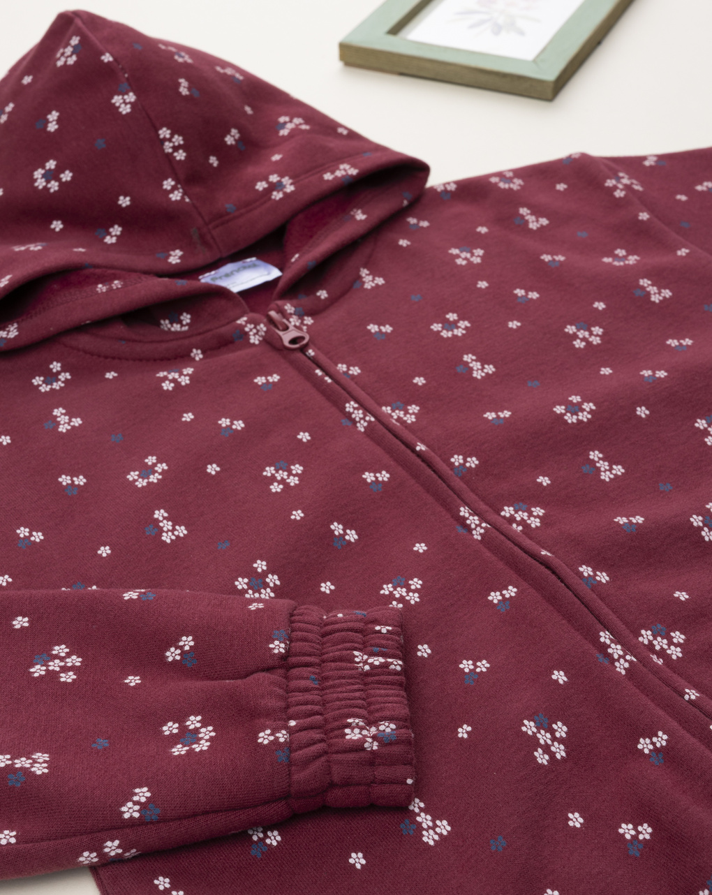 Felpa bimba bordeaux fiori allover