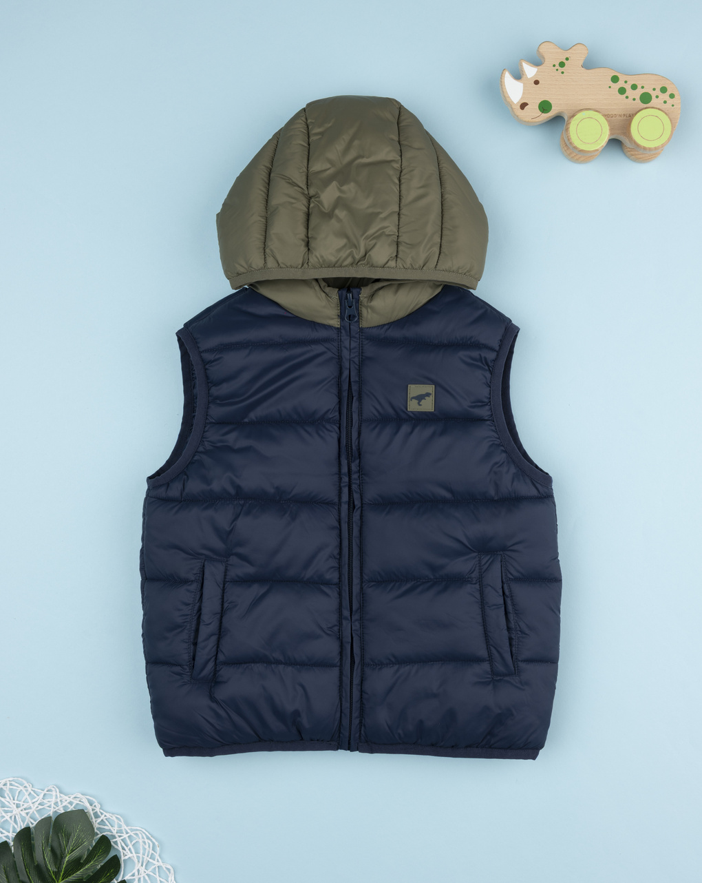 Gilet bimbo blu/verde materiale riciclato