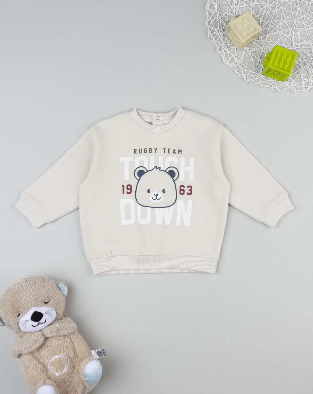 Felpa bimbo beige stampata