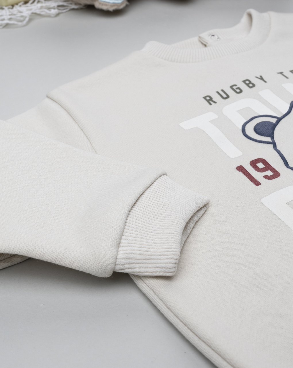 Felpa bimbo beige stampata