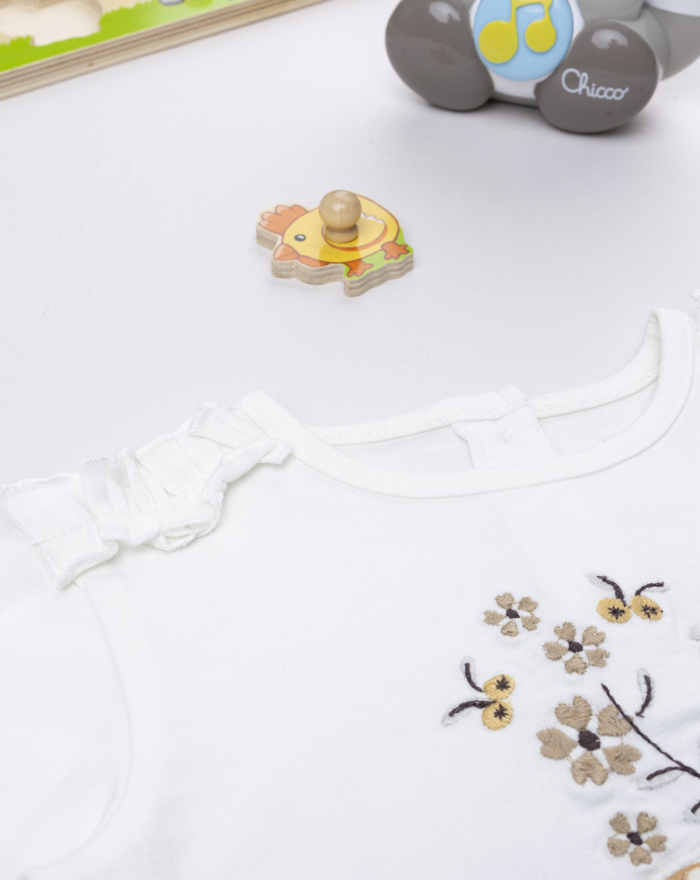 T-shirt bimba bianca stampa volpe