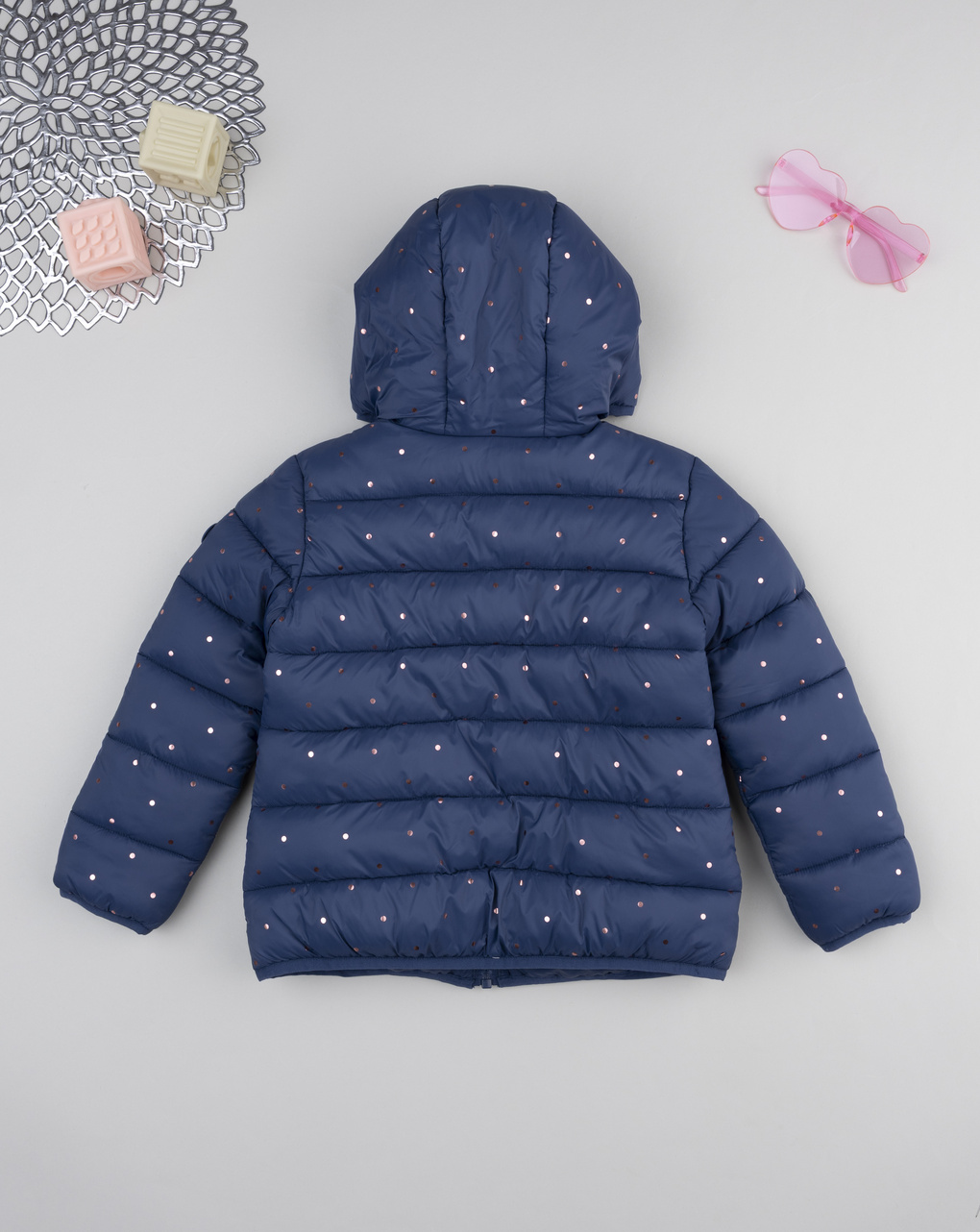 Giubbino bambina blu cuori allover