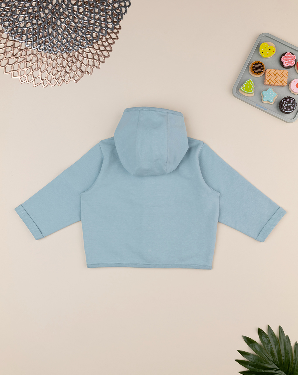 Felpa bimbo azzurra con cappuccio