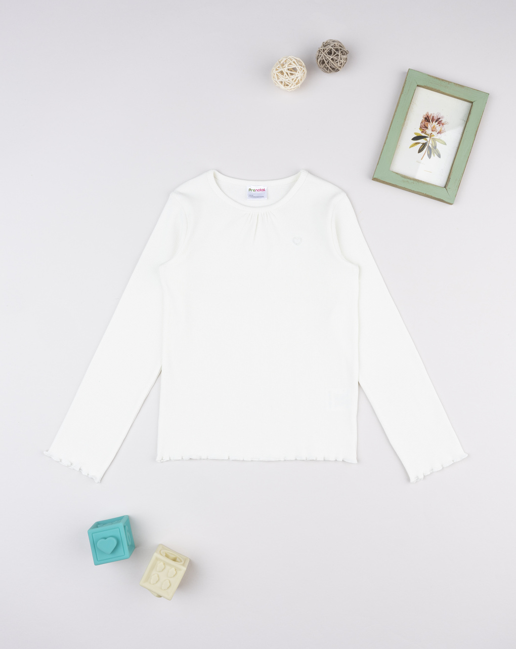 T-shirt manica lunga costina bambina bianca