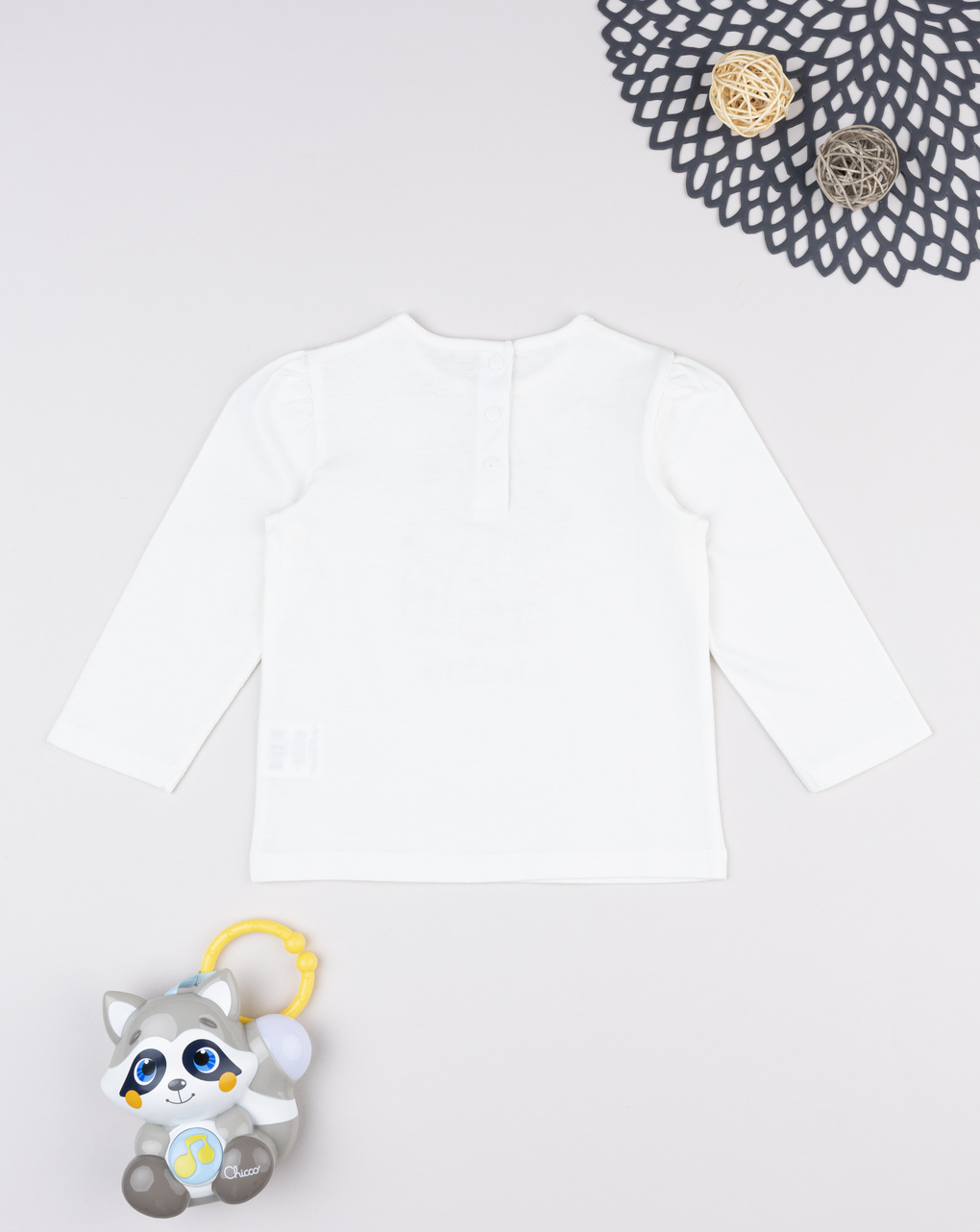 T-shirt bimba bianca stampa orsetto lavatore