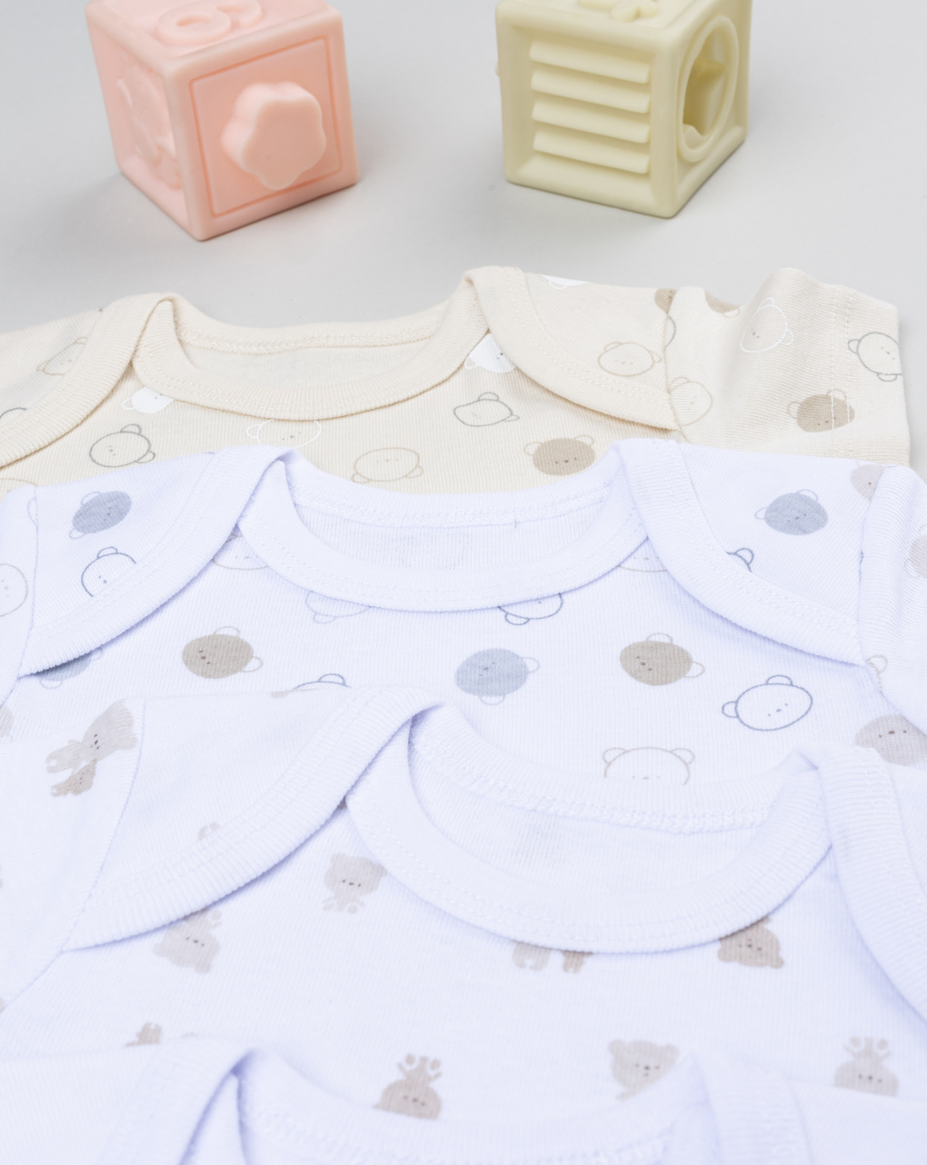 Pack 5 body neonato orsetto bianco/beige