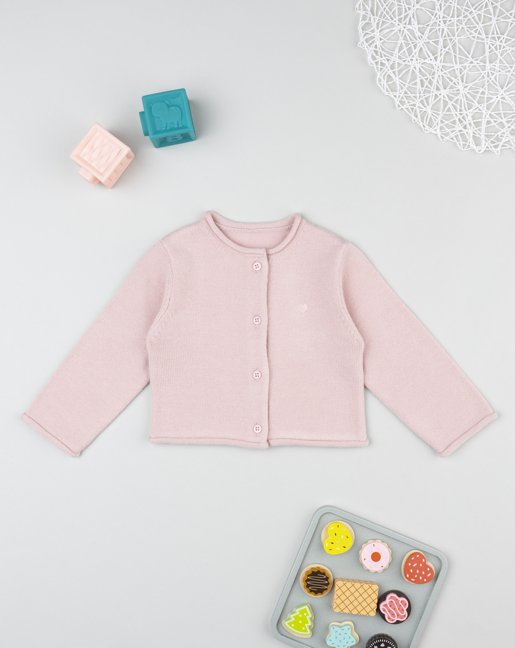 Cardigan bimba rosa girocollo