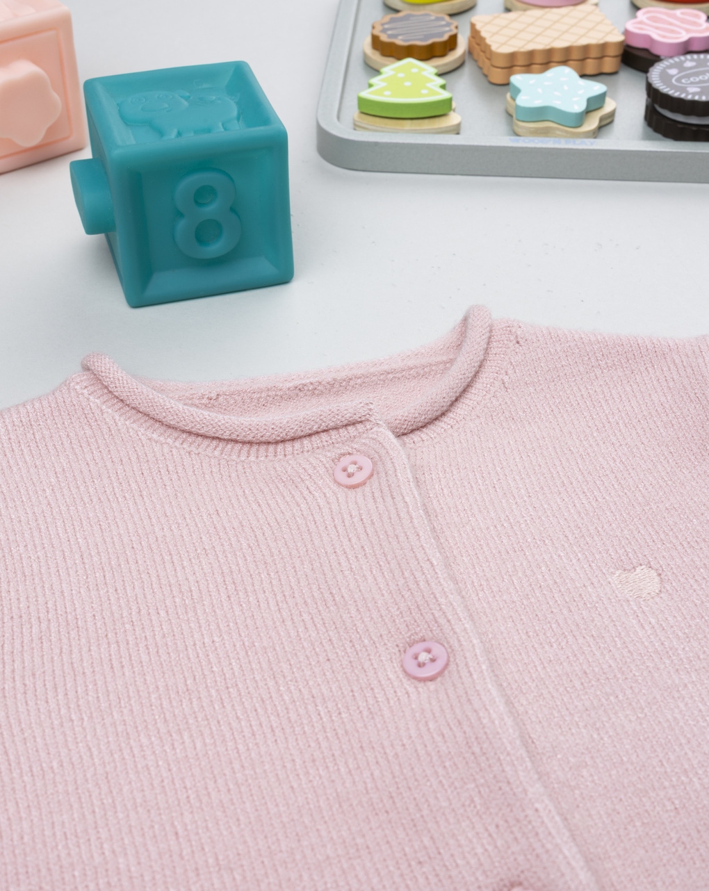 Cardigan bimba rosa girocollo