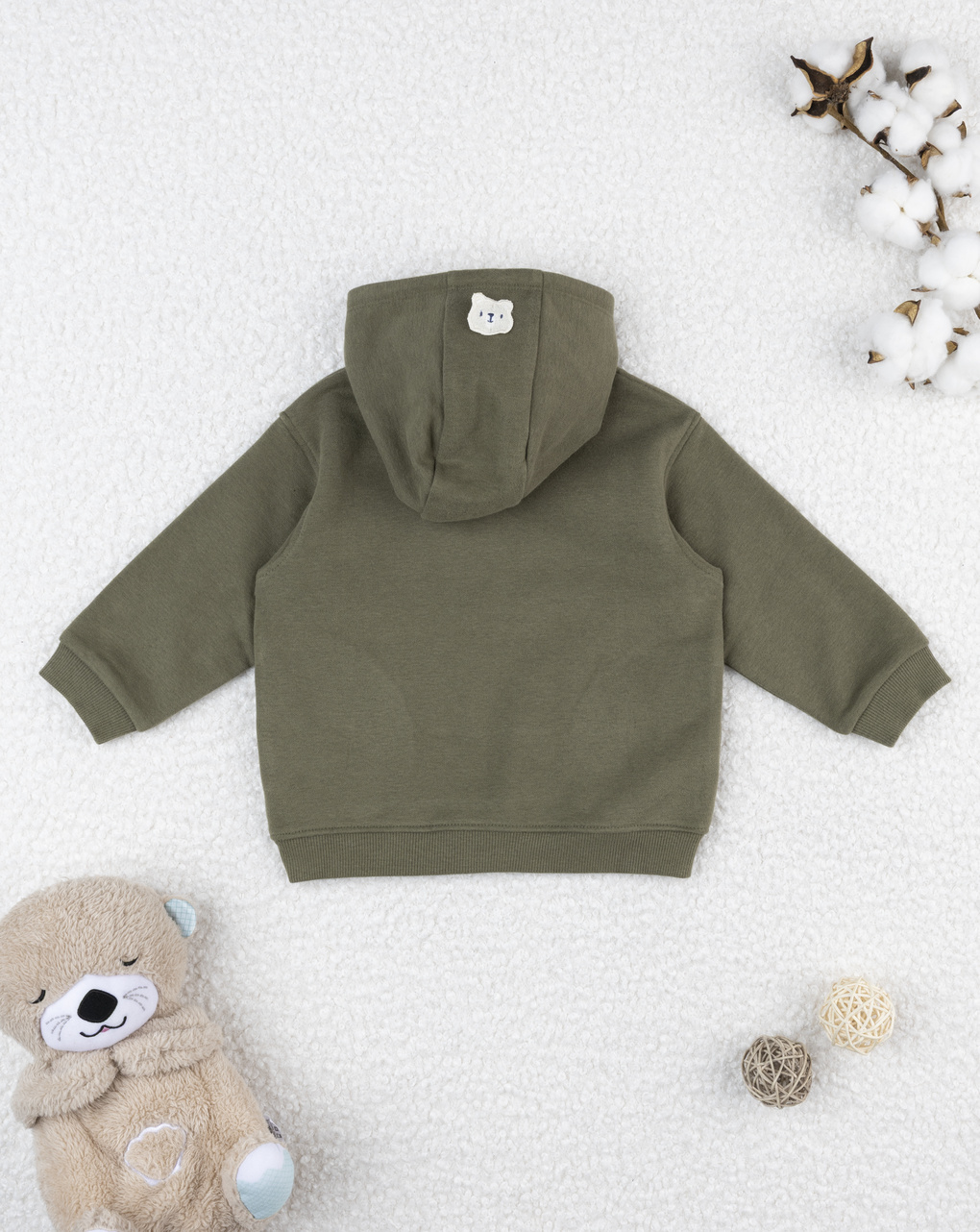 Felpa con cappuccio verde bimbo "bear"