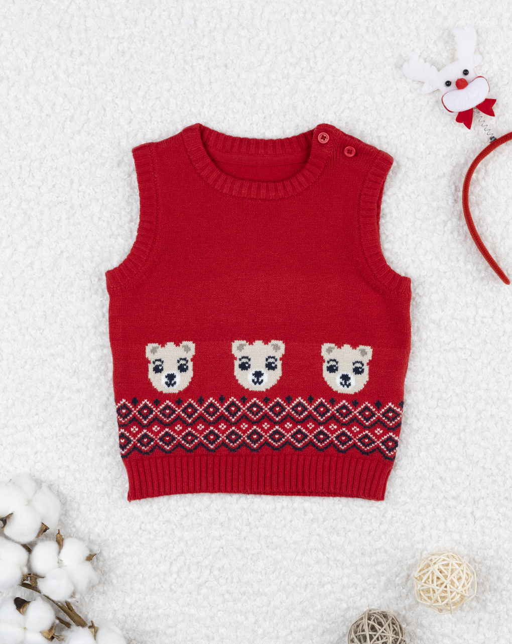 Gilet bimbo rosso ricami