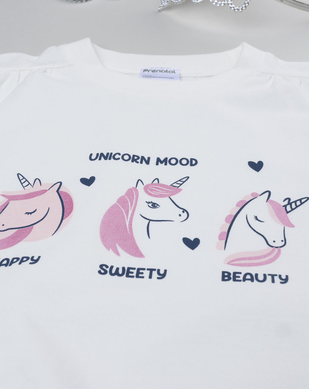 Felpa bambina bianca stampa unicorni
