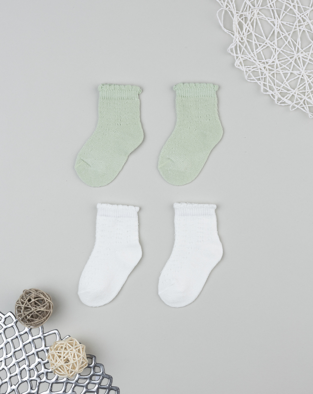 Pack 2 calze bimba bianco/verde