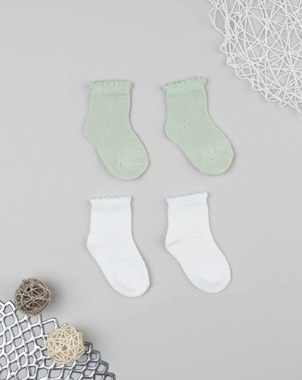Pack 2 calze bimba bianco/verde