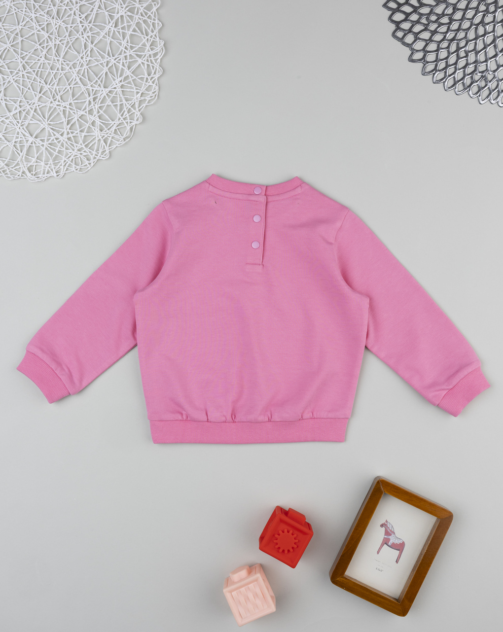 Felpa bimba rosa stampata con frill