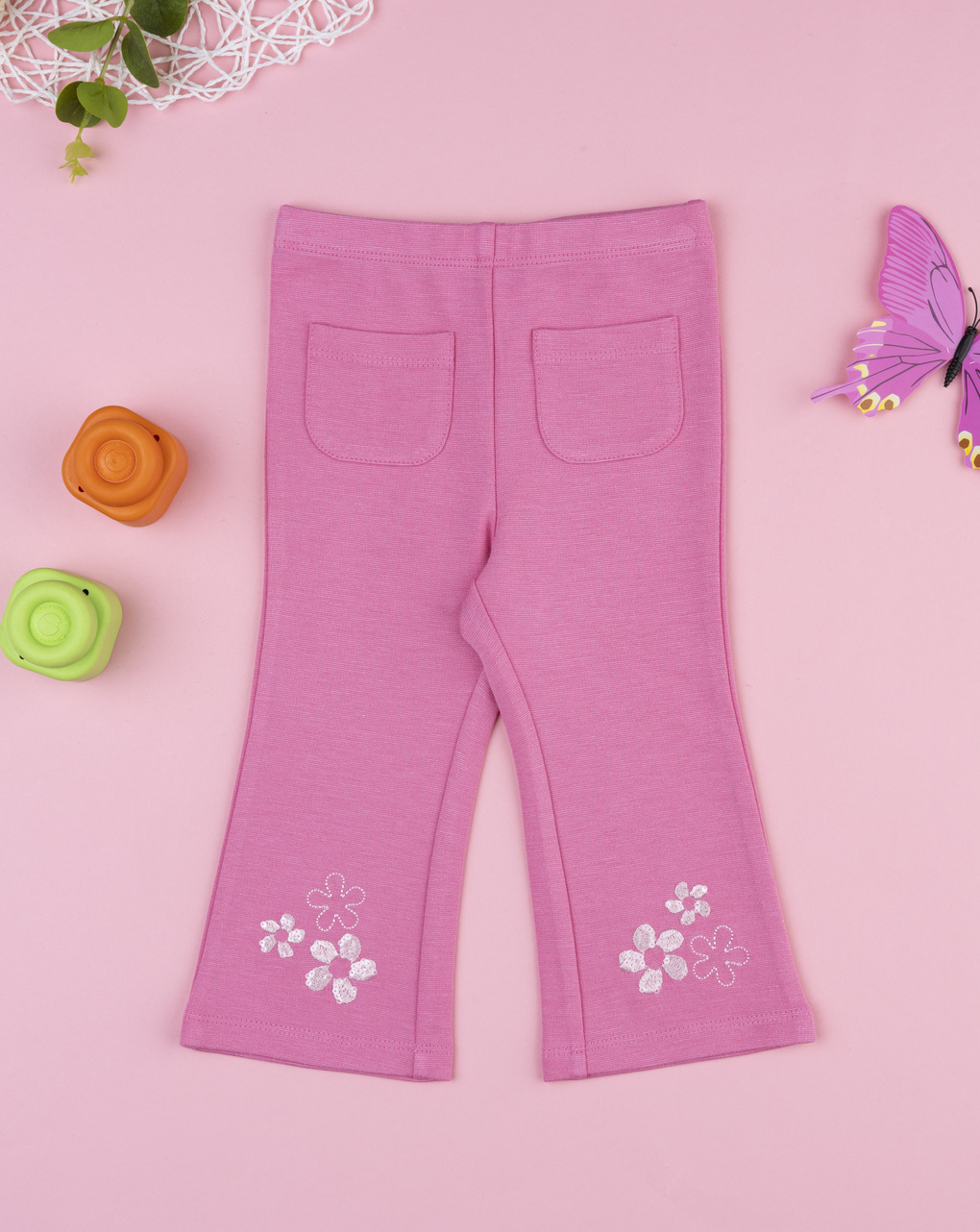Legging zampa rosa bimba ricami fiori