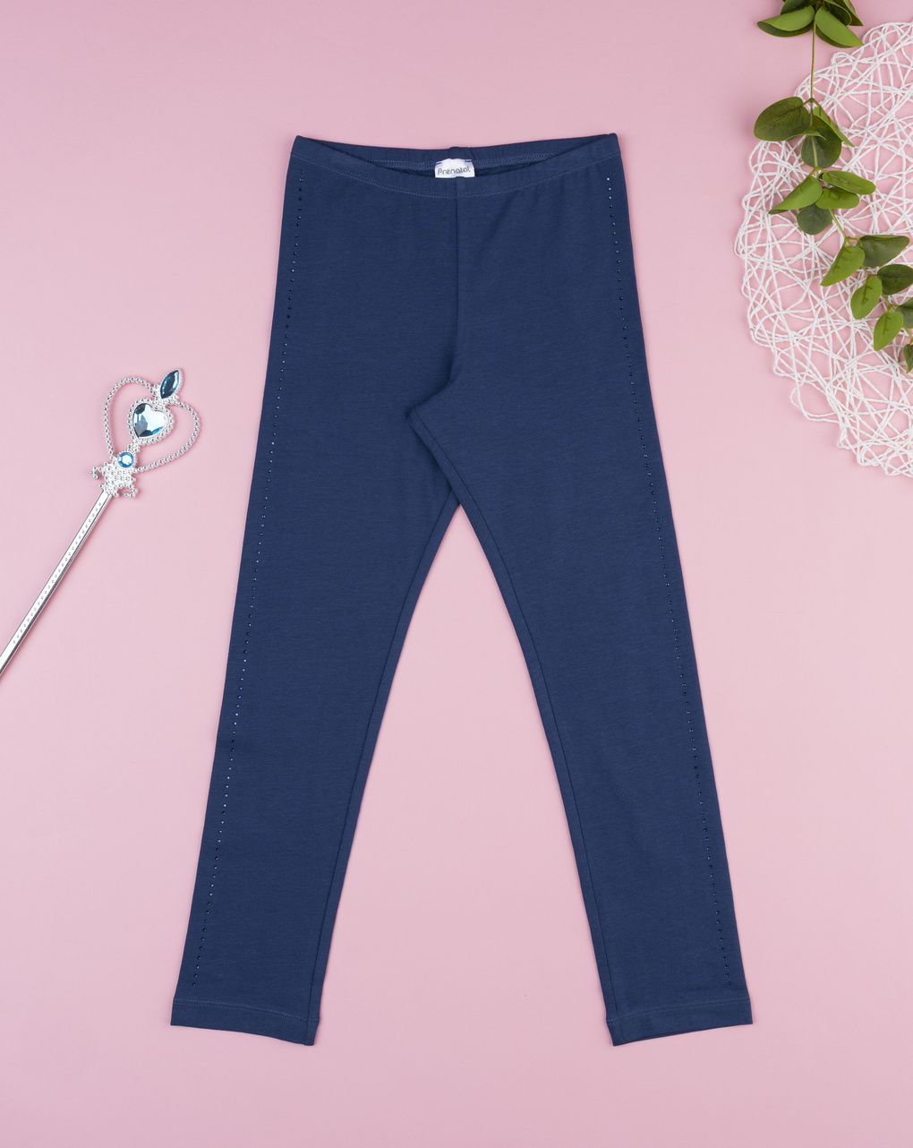 Legging bambina blu con strass