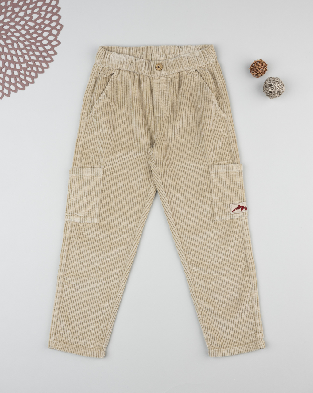 Pantalone coste bambino beige
