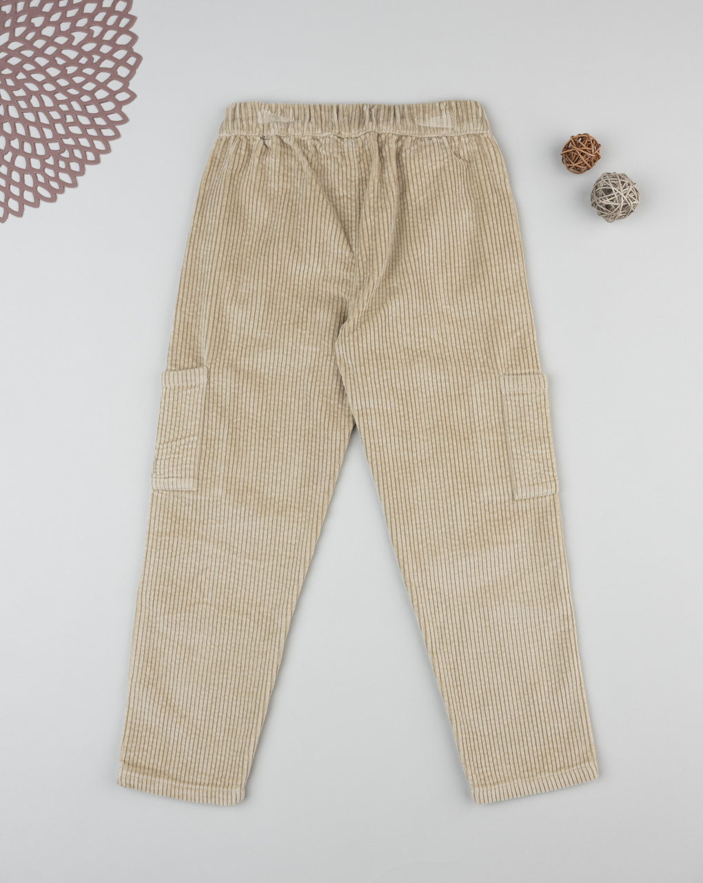 Pantalone coste bambino beige