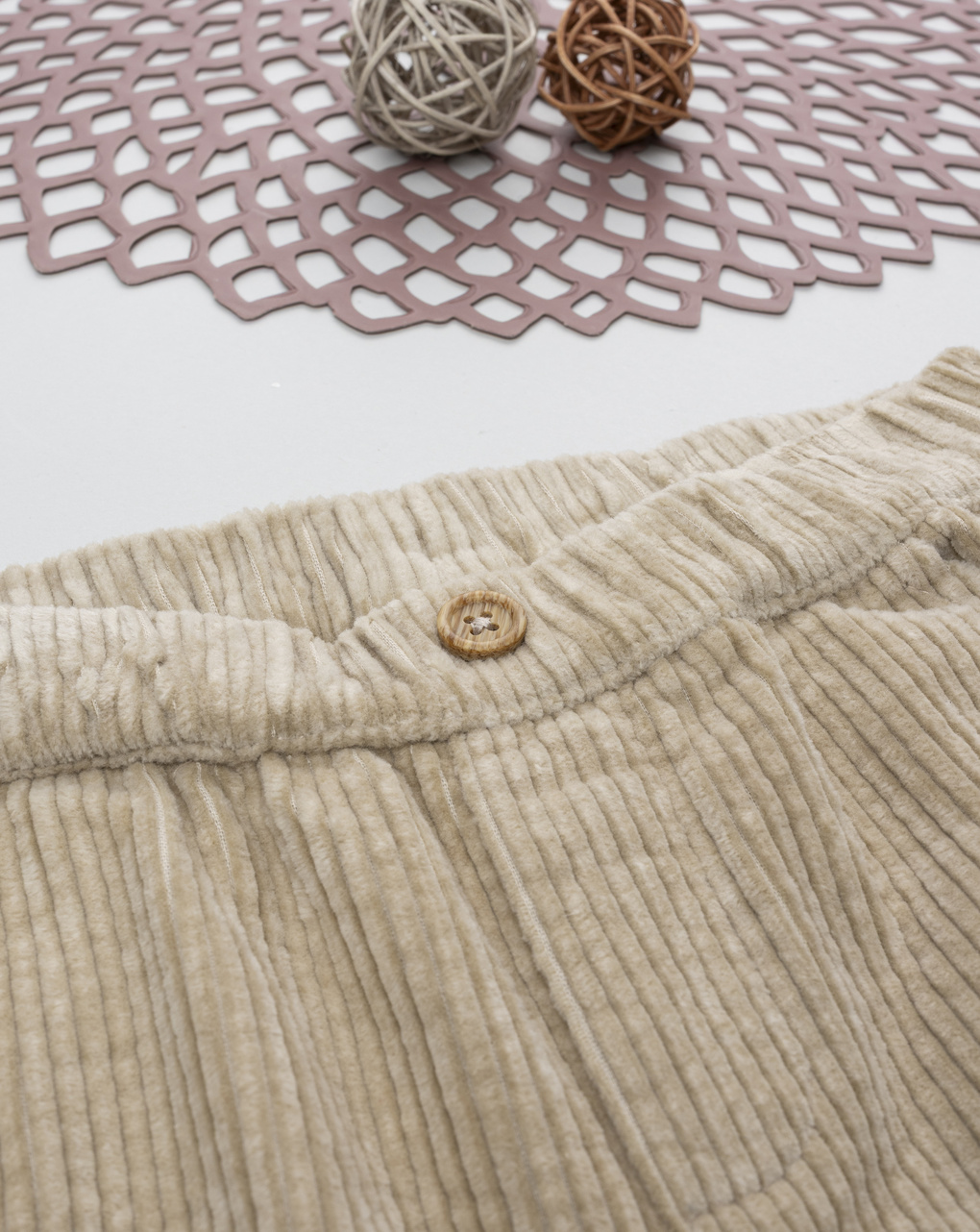 Pantalone coste bambino beige