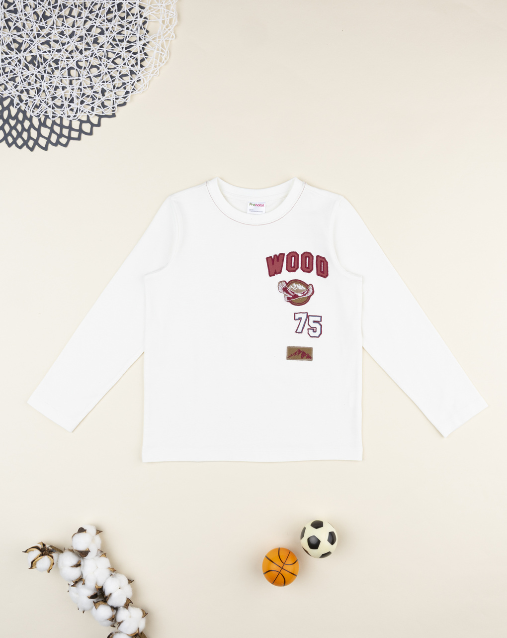 T-shirt bambino bianca "wood"