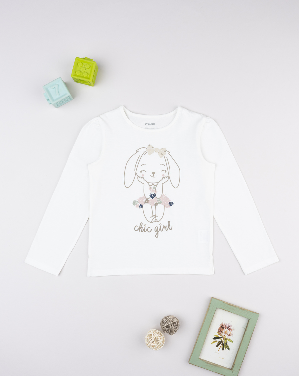T-shirt bimba bianca stampa "chic girl"