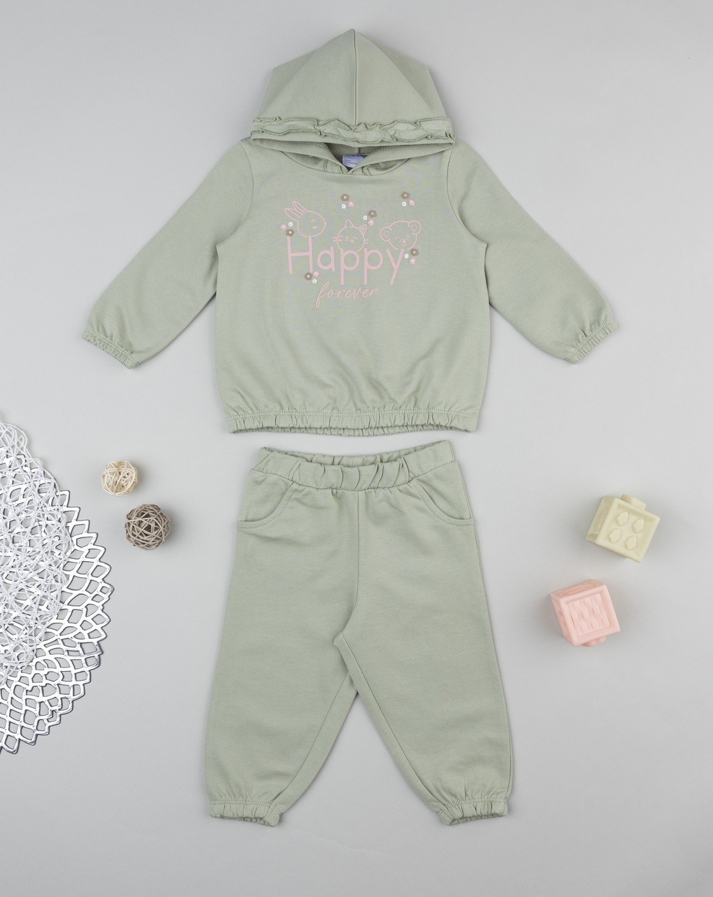 Completo jogging bimba verde "happy"