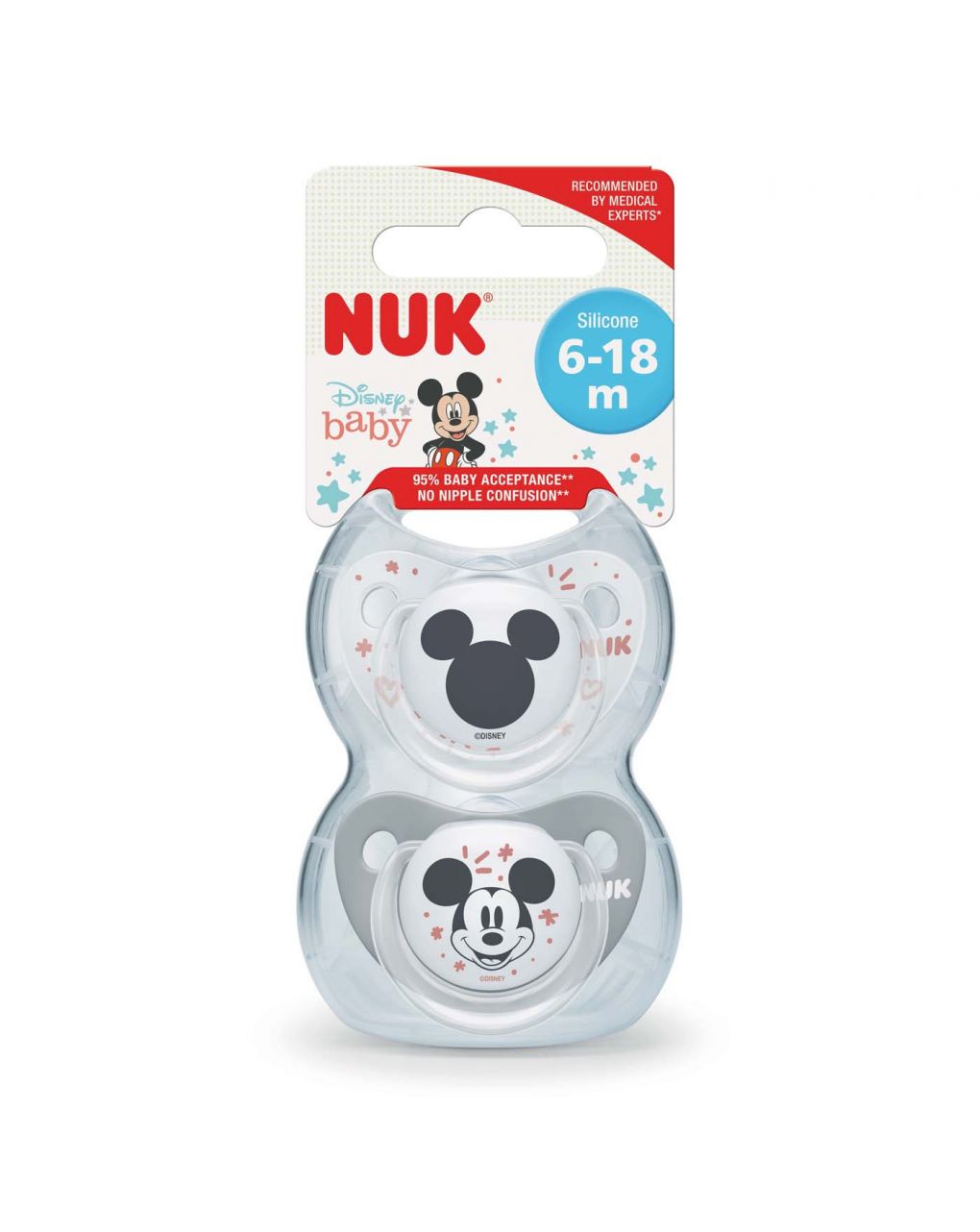 Succhietto tl disney mickey_grey_silicone 6-18 2pz - nuk