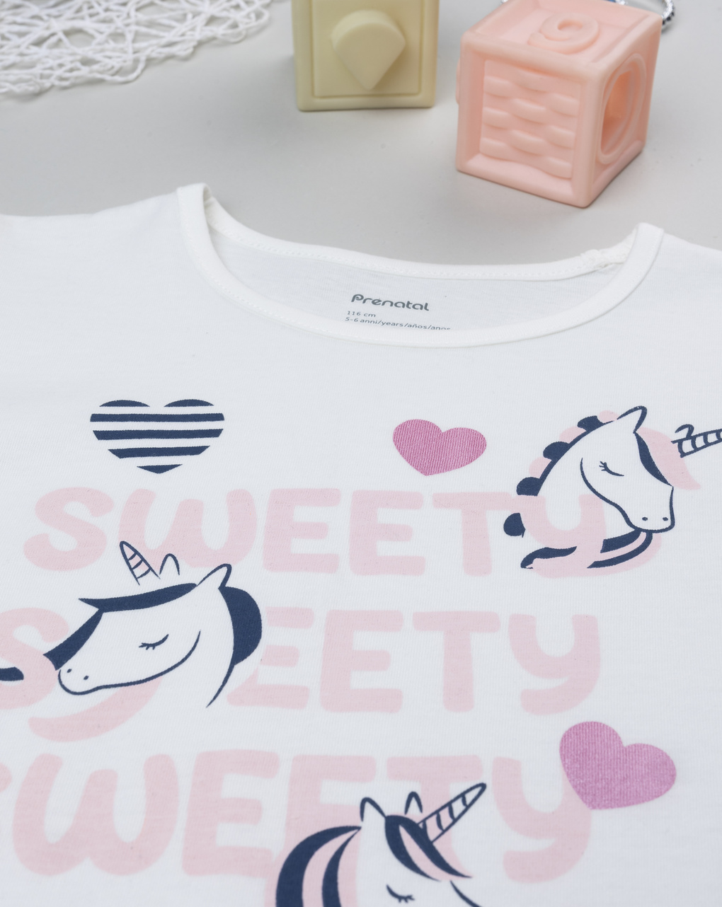 T-shirt bambina bianca stampa unicorni