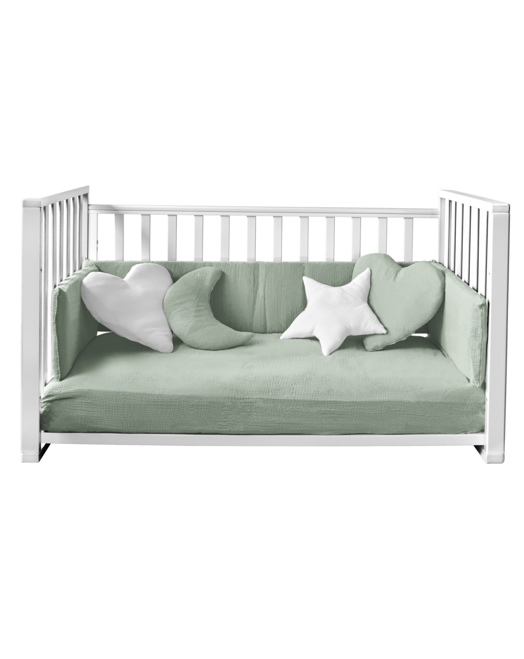 Letto infinito bianco c/tessile muslin verde - italbaby