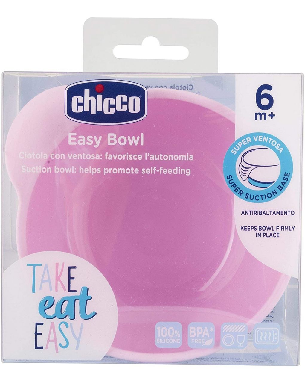 Ciotola silicone con ventosa 6m+ rosa - chicco