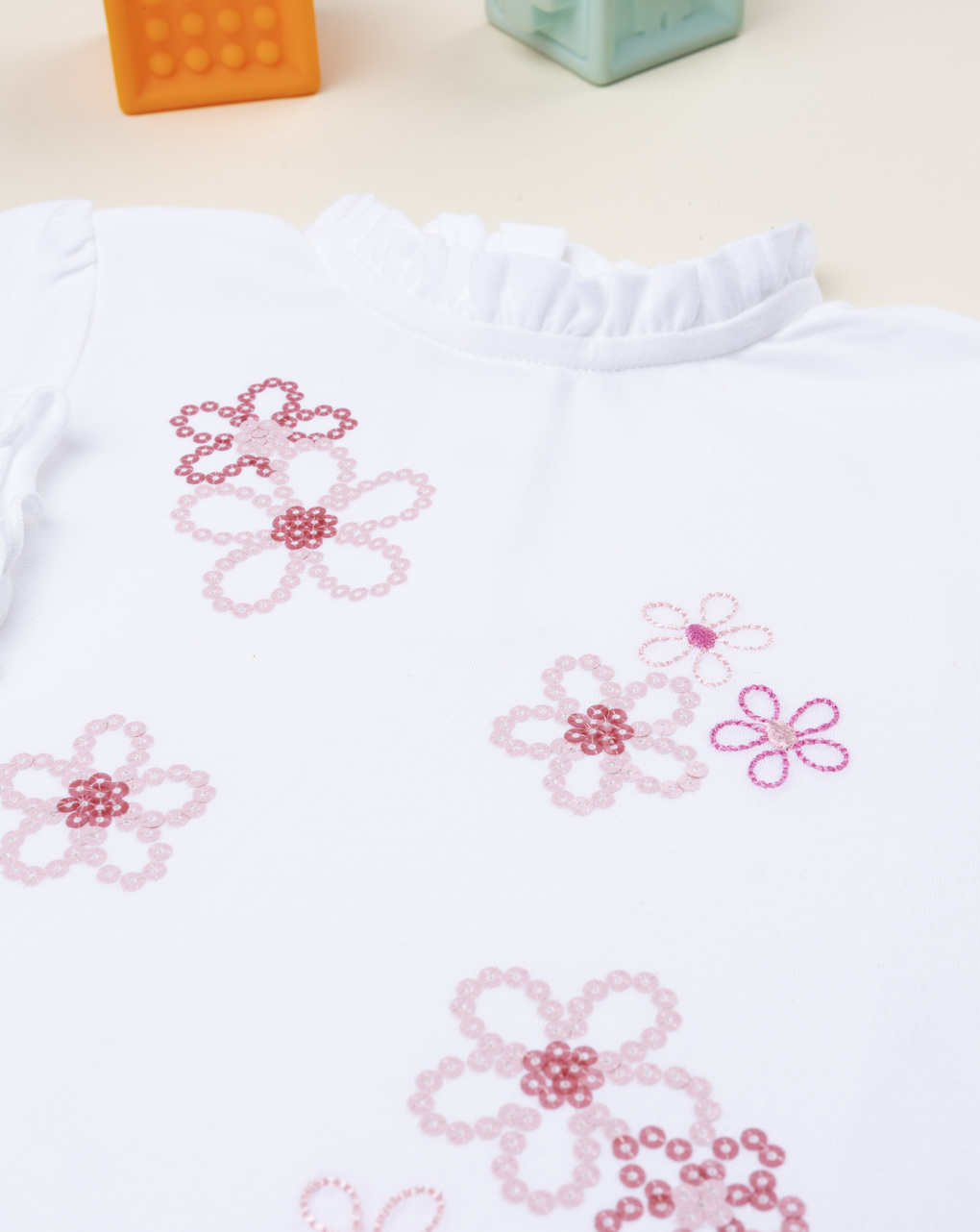 Body bimba bianco/rosa fiori