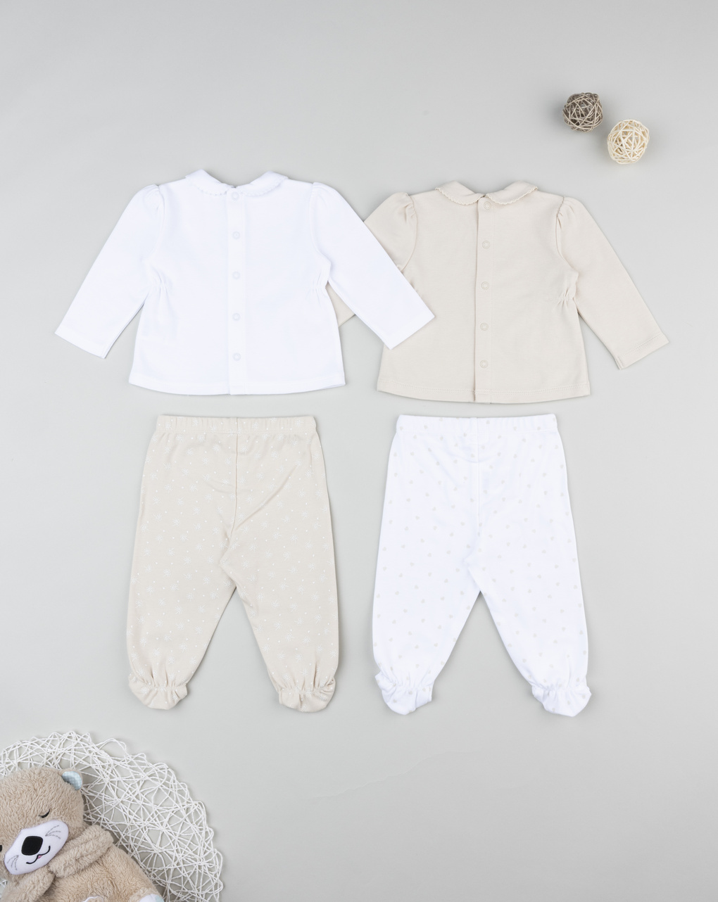 Pack 2 set neonata bianco/beige