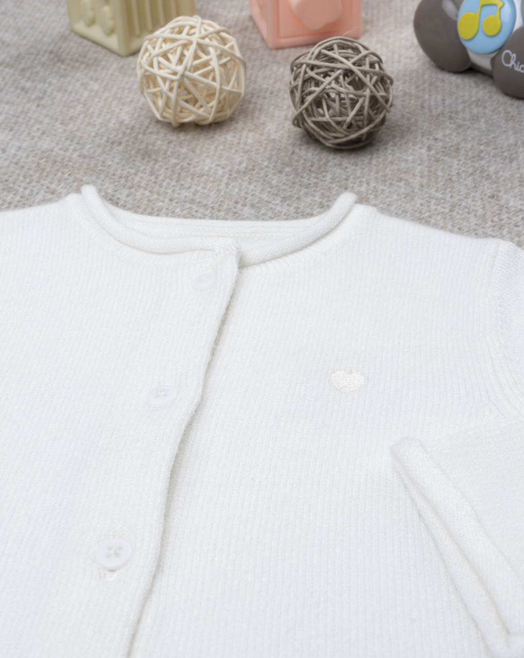 Cardigan bimba bianco girocollo