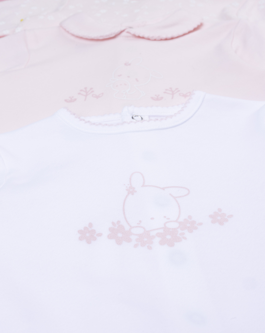 Pack 3 tutine neonata interlock bianco/rosa