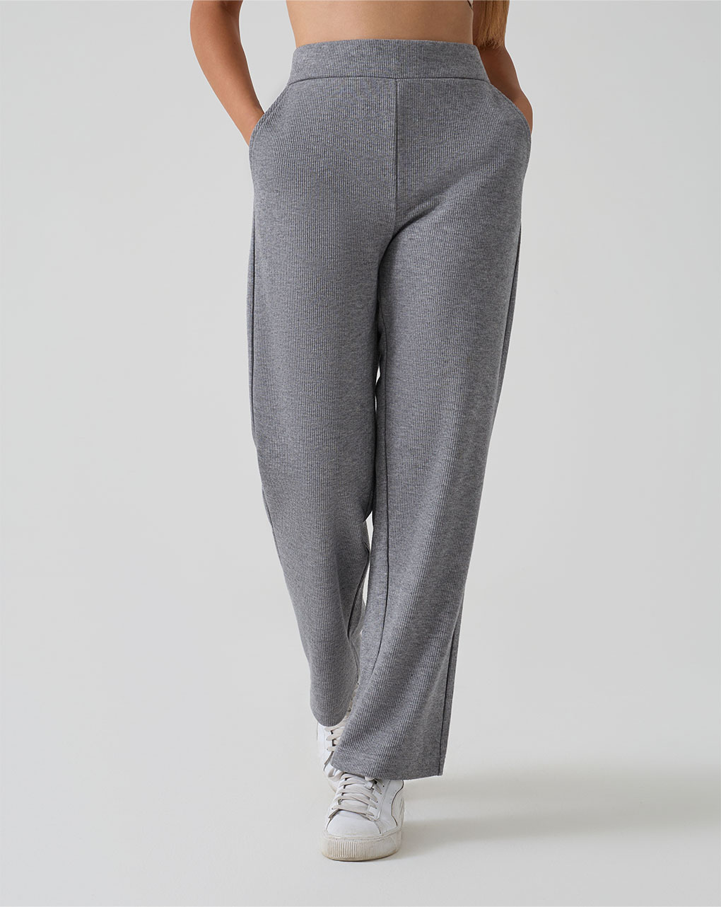 Pantapalazzo premaman fake tricot grigio