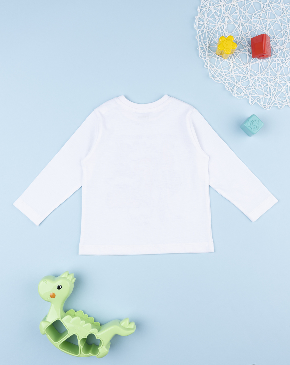 T-shirt bimbo bianca stampata dinosauri