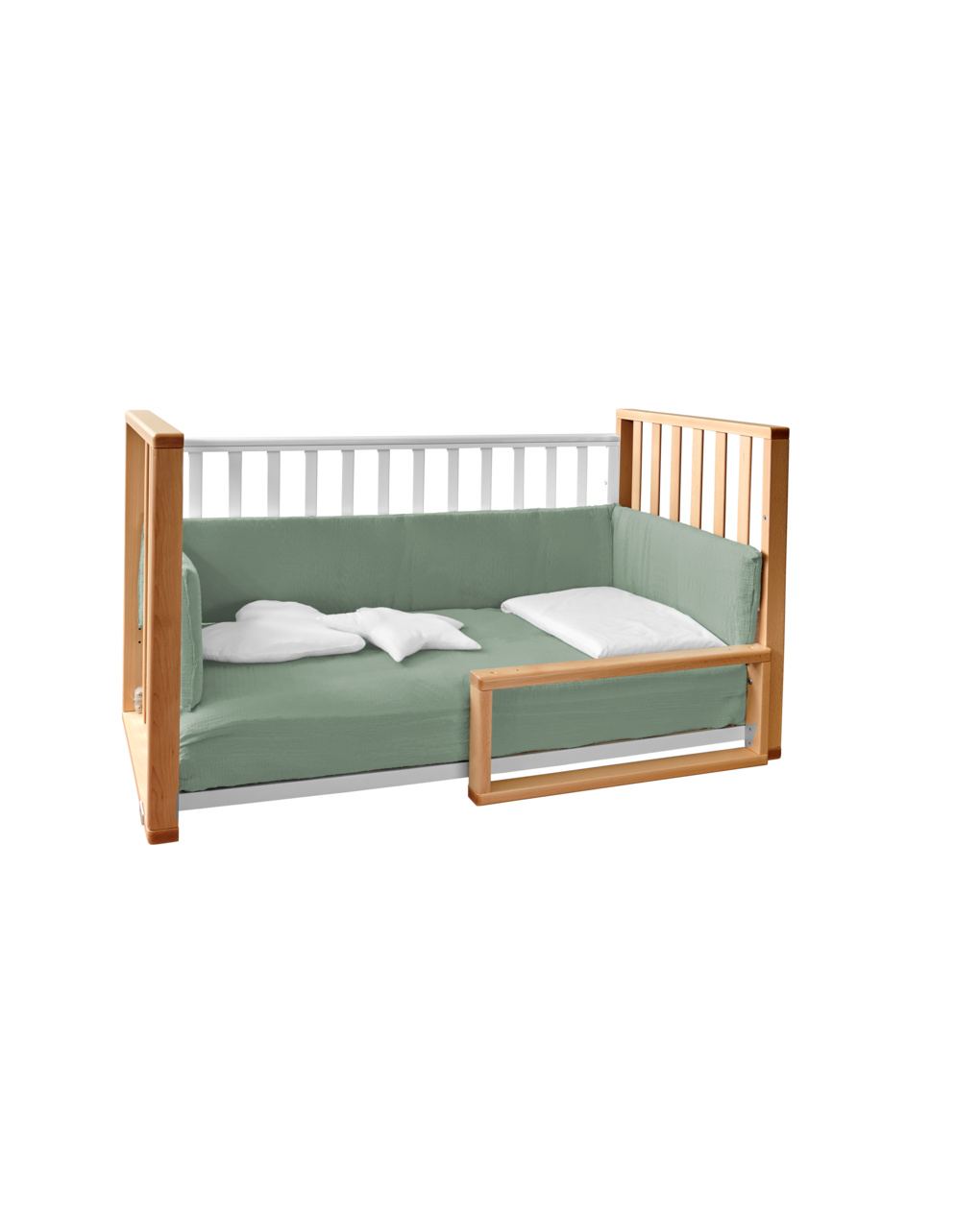 Letto infinito naturale-bianco c/tessile muslin verde - italbaby