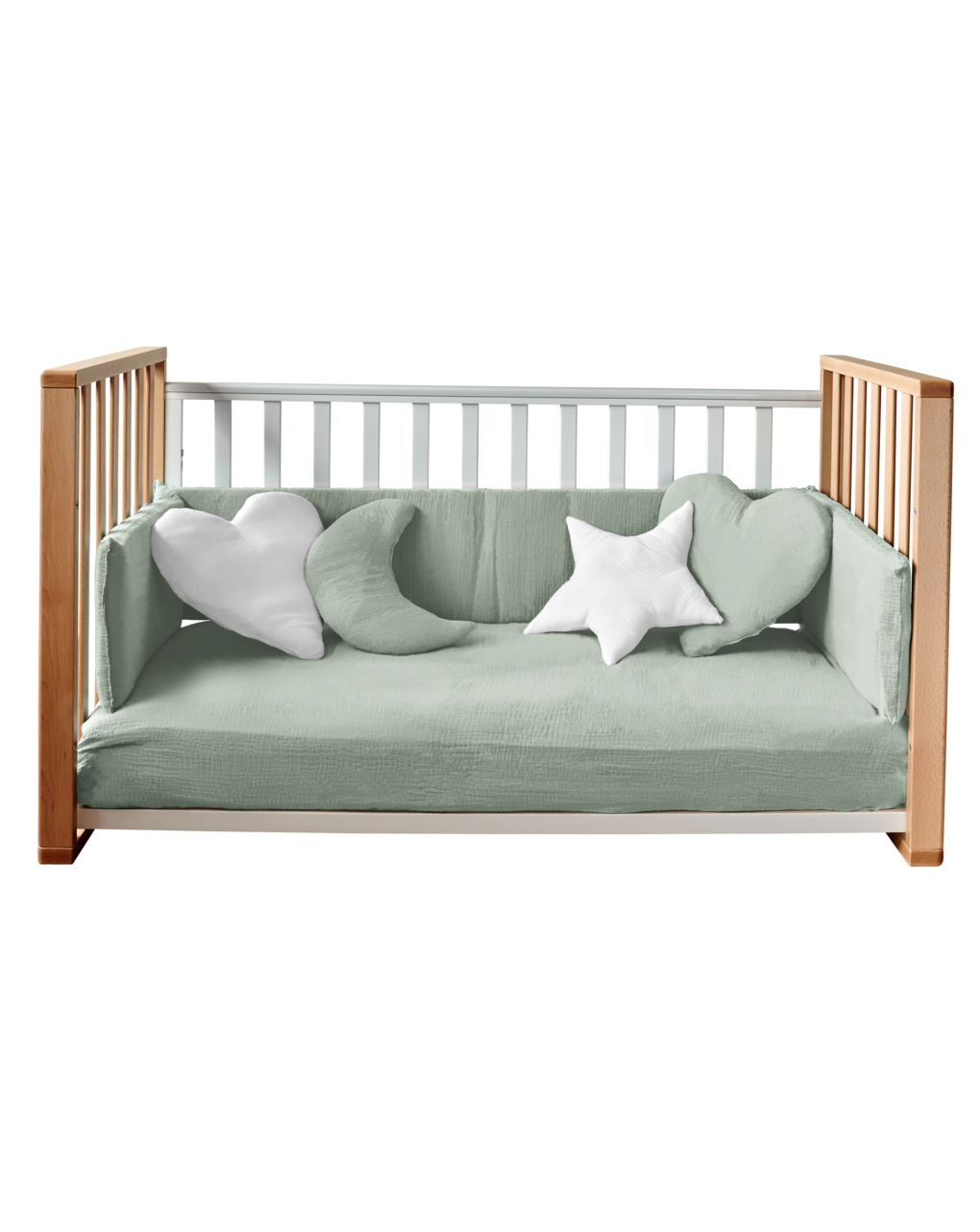 Letto infinito naturale-bianco c/tessile muslin verde - italbaby
