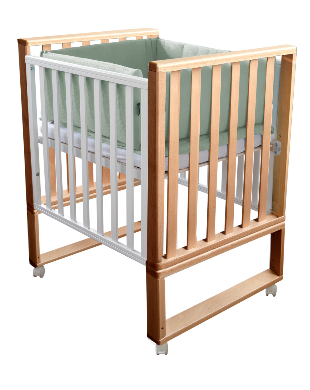 Letto infinito naturale-bianco c/tessile muslin verde - italbaby