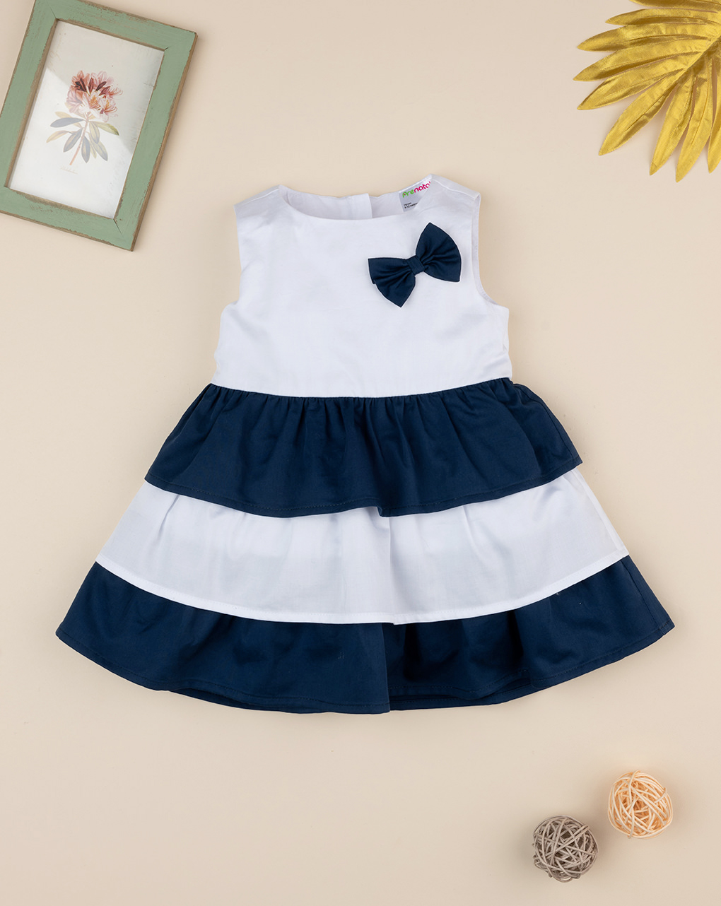 Abito bimba rigato bianco/blu